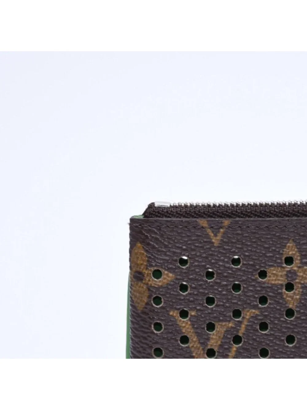 Louis Vuitton Perfo Pochette Cles Coin Purse Monogram Brown Green